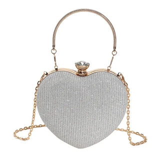Glossy Heart-Shaped Metal Purse