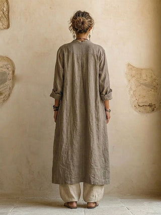 Ravelyn - Women's 3-Piece Linen Cotton Set Top Cardigan Wide Pants