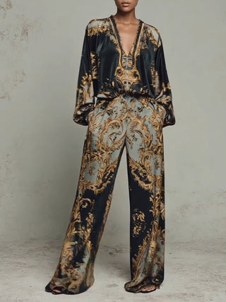 Azmira - Two-Piece Set with Royal Ornamental Print