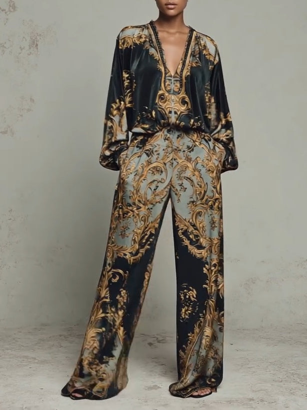 Azmira - Two-Piece Set with Royal Ornamental Print