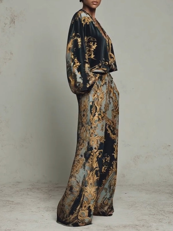 Azmira - Two-Piece Set with Royal Ornamental Print