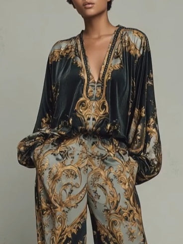 Azmira - Two-Piece Set with Royal Ornamental Print