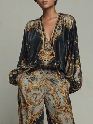 Azmira - Two-Piece Set with Royal Ornamental Print