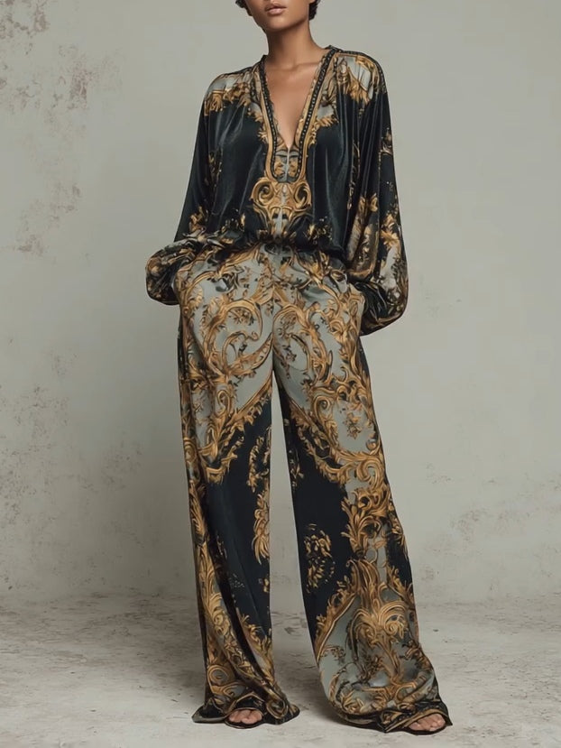Azmira - Two-Piece Set with Royal Ornamental Print