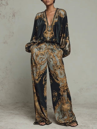 Azmira - Two-Piece Set with Royal Ornamental Print