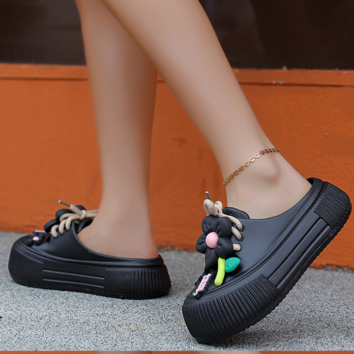 Auralie - Floral-Embellished Breathable Slippers