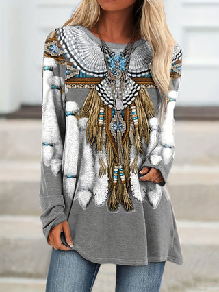 Joelene - Retro Ethnic Long Sleeve Tee
