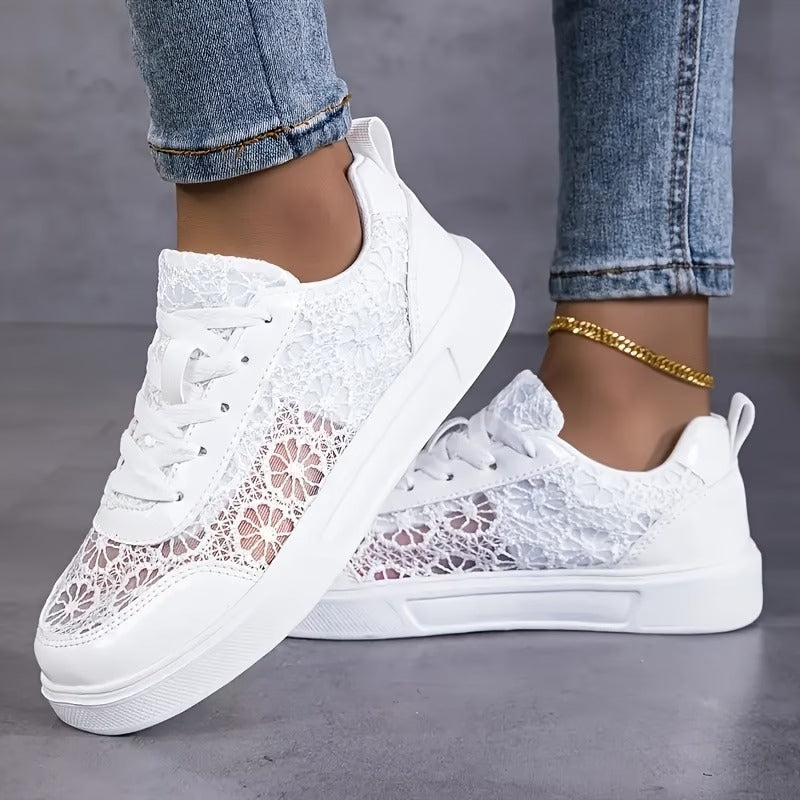 Jorexa Women's Elegant Lace Sneakers - Breathable Casual Footwear