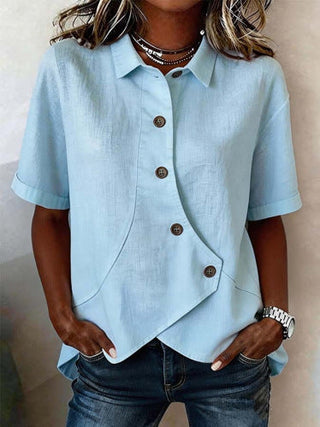 Aurelyth - Women's Asymmetrical Button-Up Shirt Featuring a Chic Structured Collar