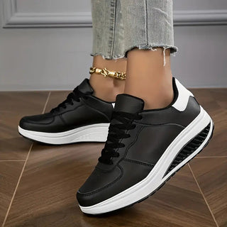 Brelina - Women's Lace-Up Platform Sneakers in Synthetic Leather for All-Day Comfort