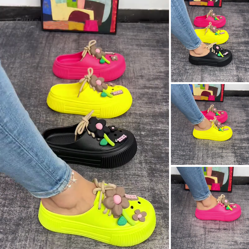 Auralie - Floral-Embellished Breathable Slippers