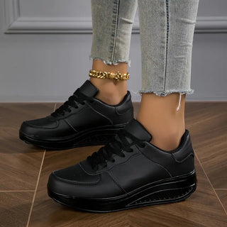 Brelina - Women's Lace-Up Platform Sneakers in Synthetic Leather for All-Day Comfort