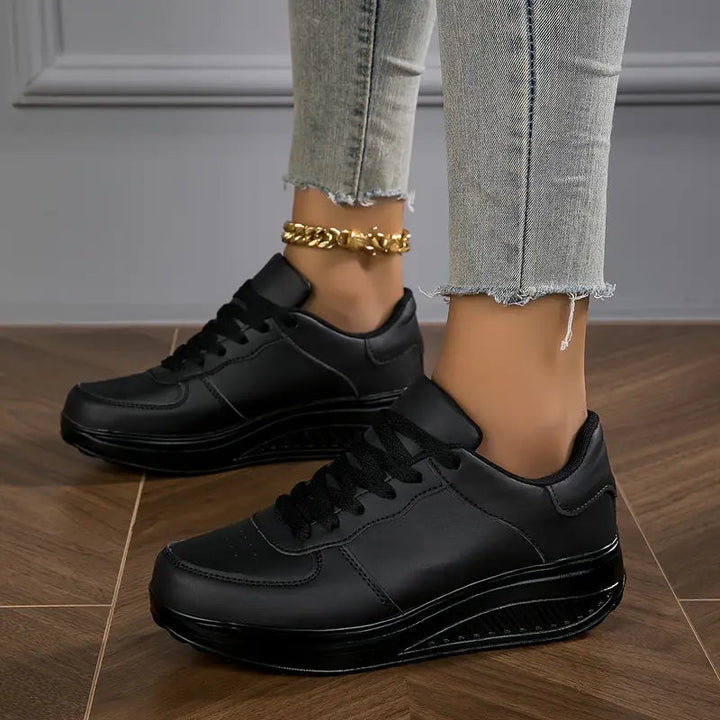 Brelina - Women's Lace-Up Platform Sneakers in Synthetic Leather for All-Day Comfort