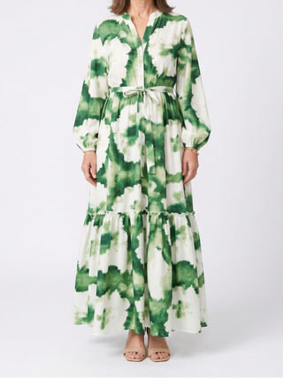 Sabine | Long Sleeve Tie Waist Tiered Maxi Dress