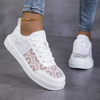 Jorexa Women's Elegant Lace Sneakers - Breathable Casual Footwear