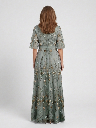 Evadne | Floral V Neck Short Sleeve Maxi Dress