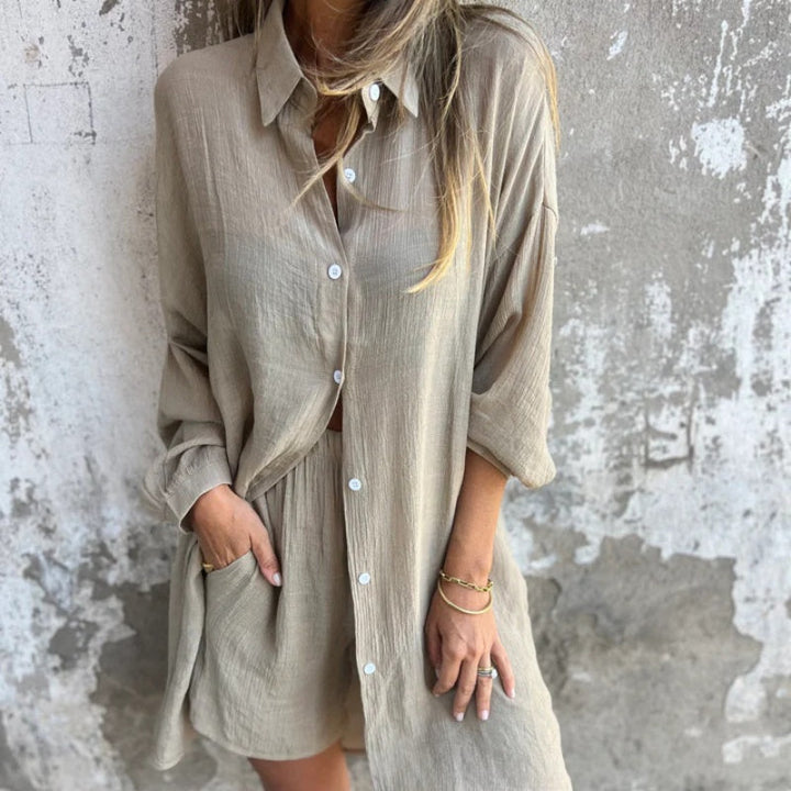 Alora - Long Sleeve Shirt and Shorts Set for Women