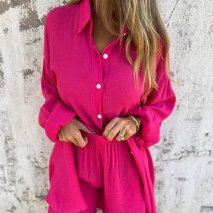 Alora - Long Sleeve Shirt and Shorts Set for Women