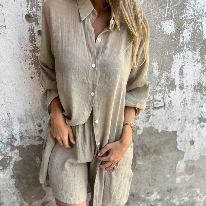 Alora - Long Sleeve Shirt and Shorts Set for Women