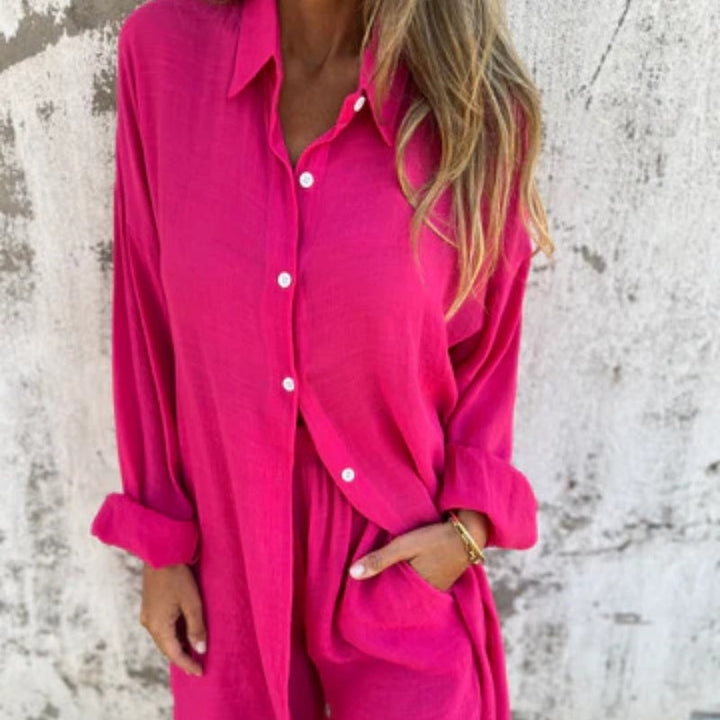 Alora - Long Sleeve Shirt and Shorts Set for Women