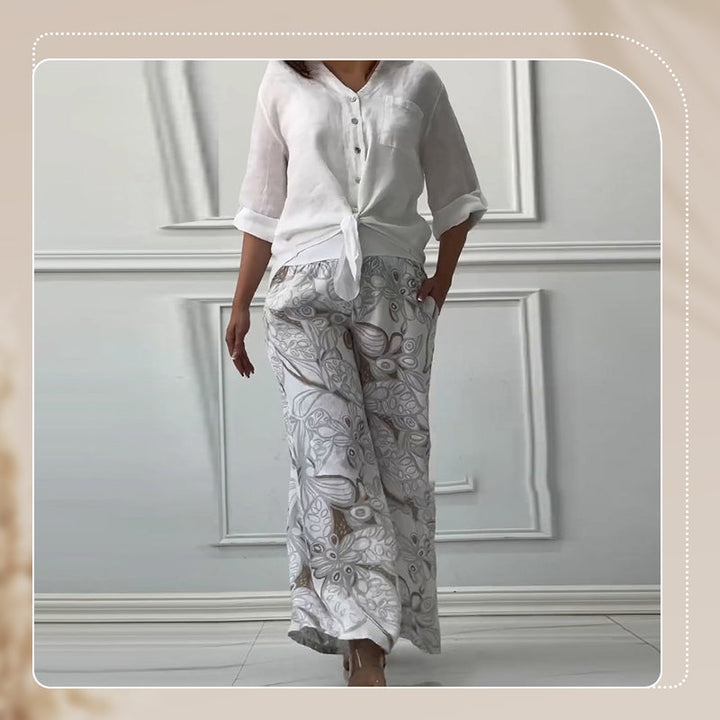 Penelope - Two-Piece Set Cardigan and High-Waisted Pants