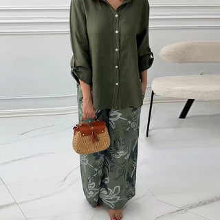 Penelope - Two-Piece Set Cardigan and High-Waisted Pants
