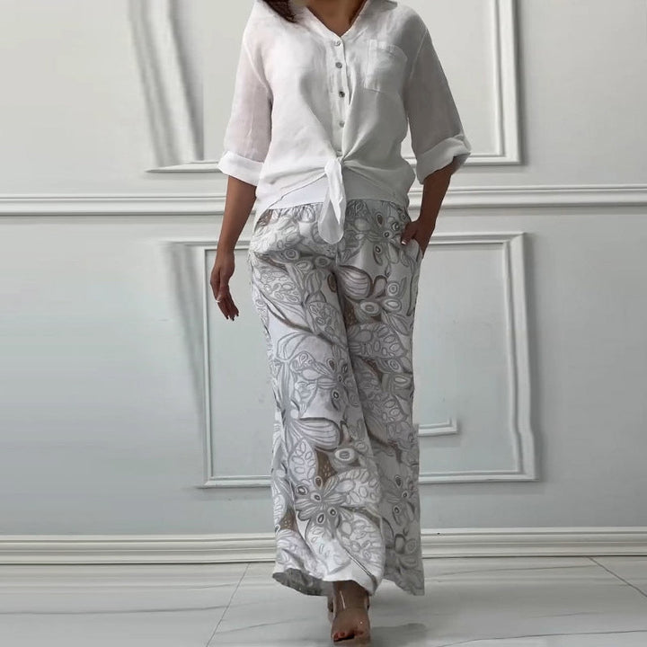Penelope - Two-Piece Set Cardigan and High-Waisted Pants