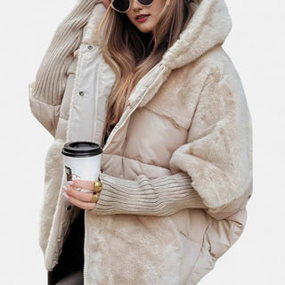 Oversized Hooded Patchwork Puffer Jacket
