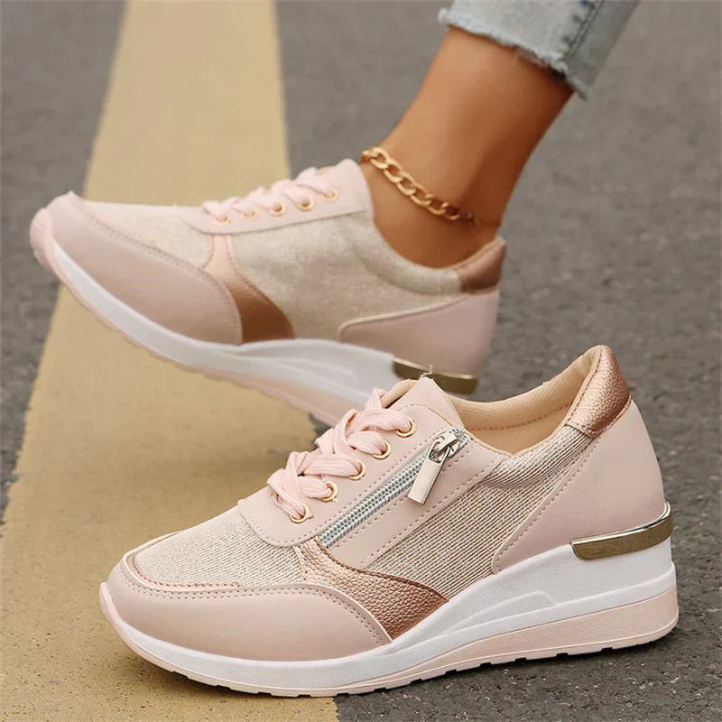Pavrixa - Modern Women's Comfort Sneakers with Reinforced Side Zip