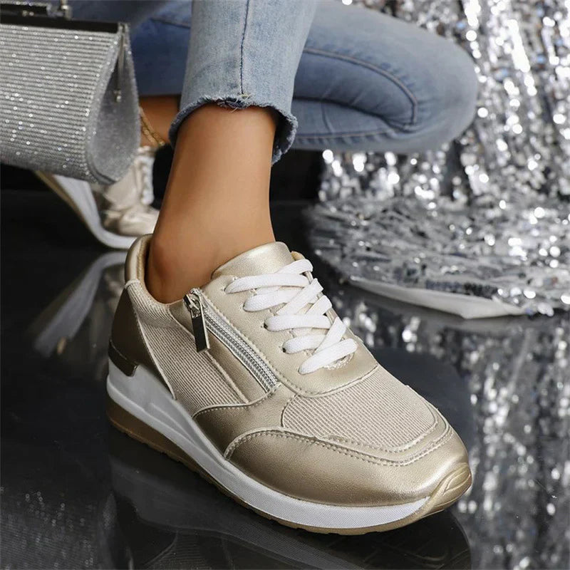 Pavrixa - Modern Women's Comfort Sneakers with Reinforced Side Zip