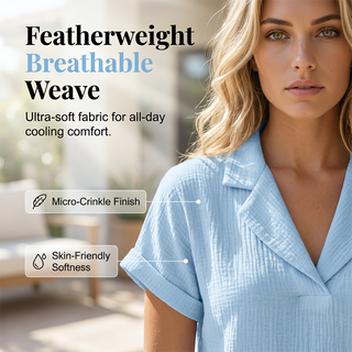 Soralyne - Women's Relaxed V-Neck Tee in Lightweight Textured Fabric