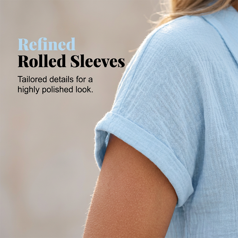 Soralyne - Women's Relaxed V-Neck Tee in Lightweight Textured Fabric