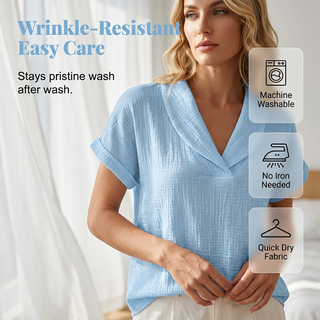Soralyne - Women's Relaxed V-Neck Tee in Lightweight Textured Fabric