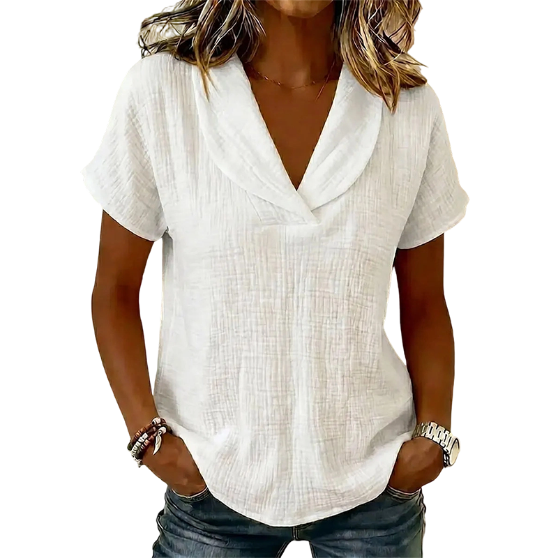 Soralyne - Women's Relaxed V-Neck Tee in Lightweight Textured Fabric