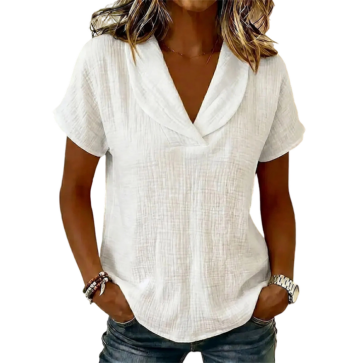 Soralyne - Women's Relaxed V-Neck Tee in Lightweight Textured Fabric