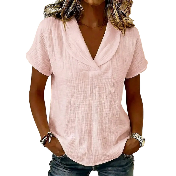 Soralyne - Women's Relaxed V-Neck Tee in Lightweight Textured Fabric